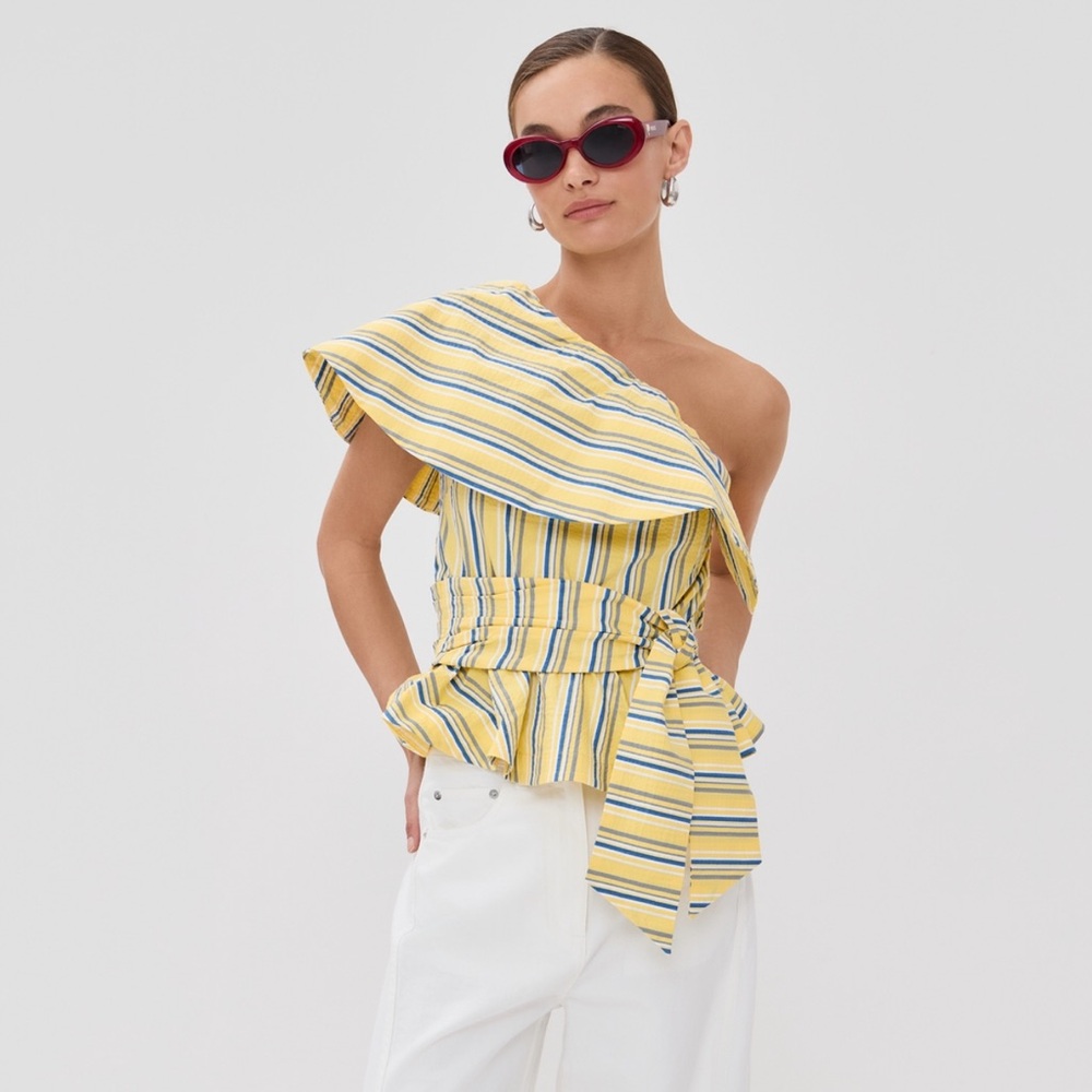 Stella Jean One-Shoulder Striped Top
